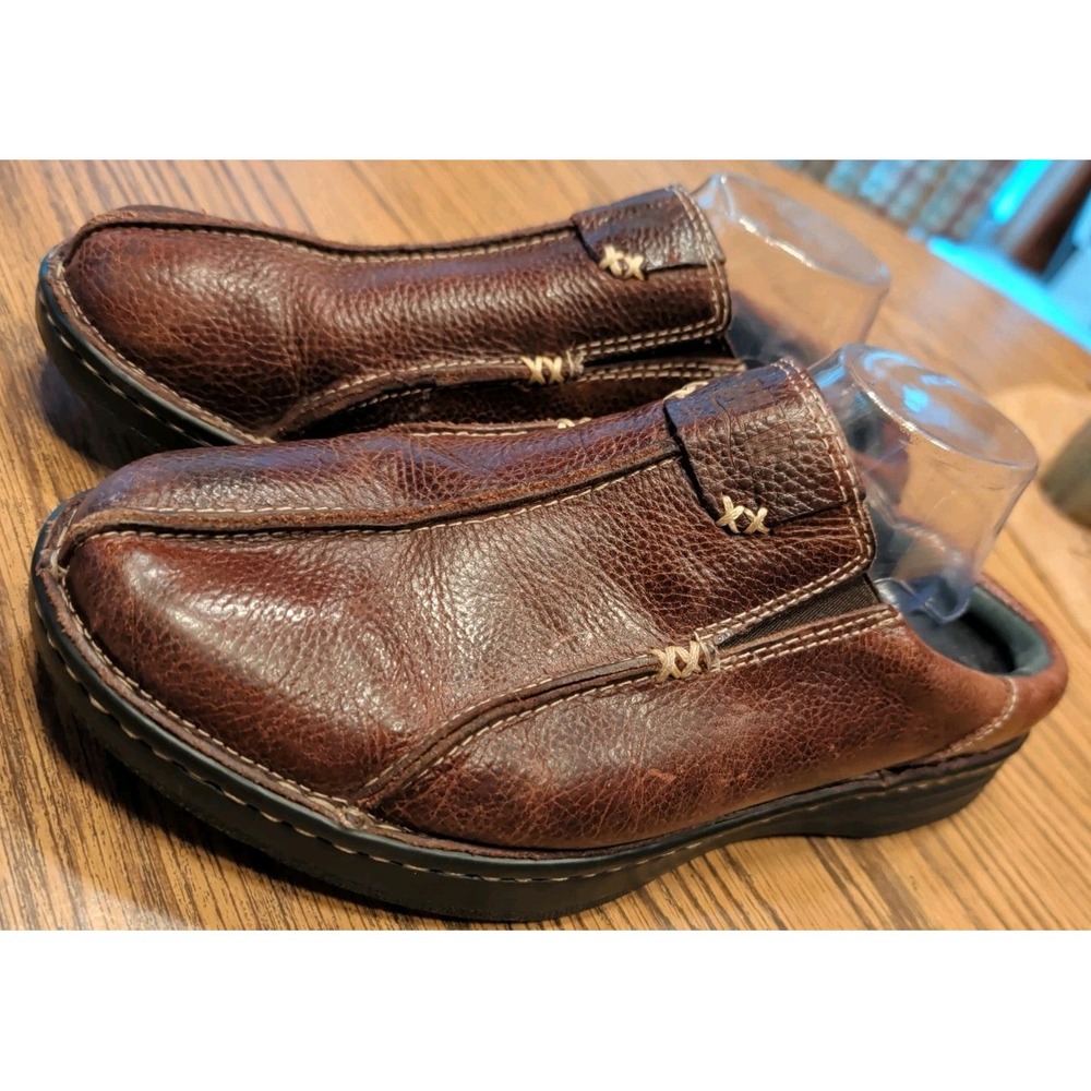 Drew Jackson Mules Mens 11 (6E) Brown Leather Comfort Orthopedic Slip On Shoes